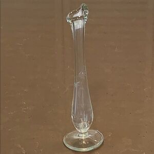 Vtg MCM Etched Glass Swung Vase 9.25”